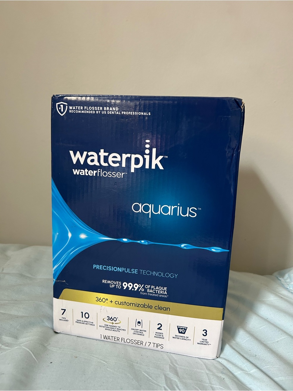 Waterpik Aquarius Water Flosser Model WP- 663 Blue, 7 Tips NEW Sealed Bag